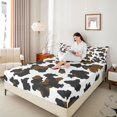 thumbnail image 2 of Manfei Vintage Cow Spot Fitted Sheet Full 3 Pieces,Abstract Animal Spot Bed Set,Brown White Black,1 Fitted Sheet and 2 Pillowcases, 2 of 6