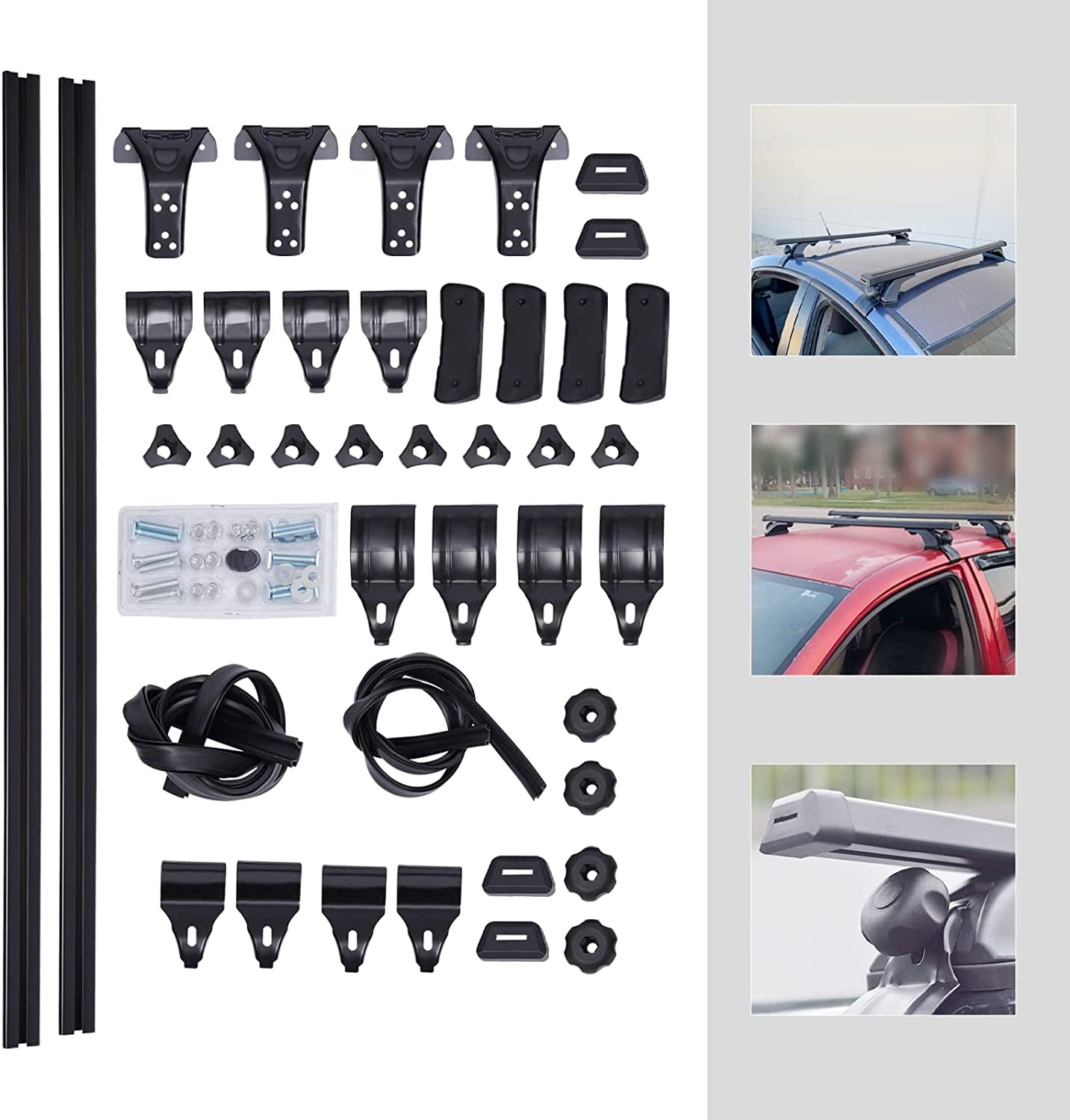 DENEST 2Pcs 48 Inch (122cm) Universal Fit Black Adjustable Aluminum