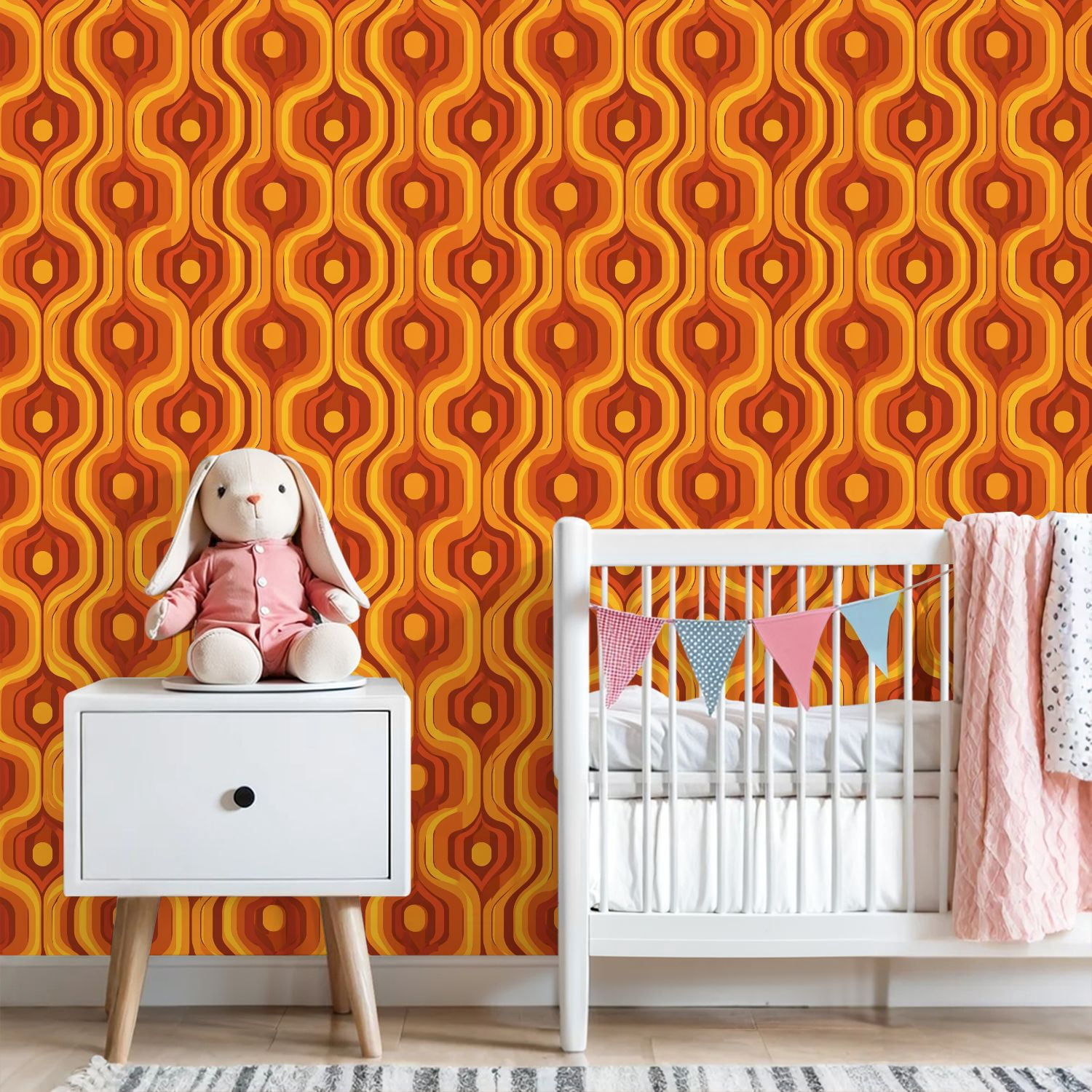 Peel and Stick Wallpaper 23.6in x 9.8ft 70s retro vintage Mid Century Modern Seamless Contact Paper Vinyl Waterproof Self Adhesive Wall Paper for Bedroom Shelf Cabinet Renter Friendly