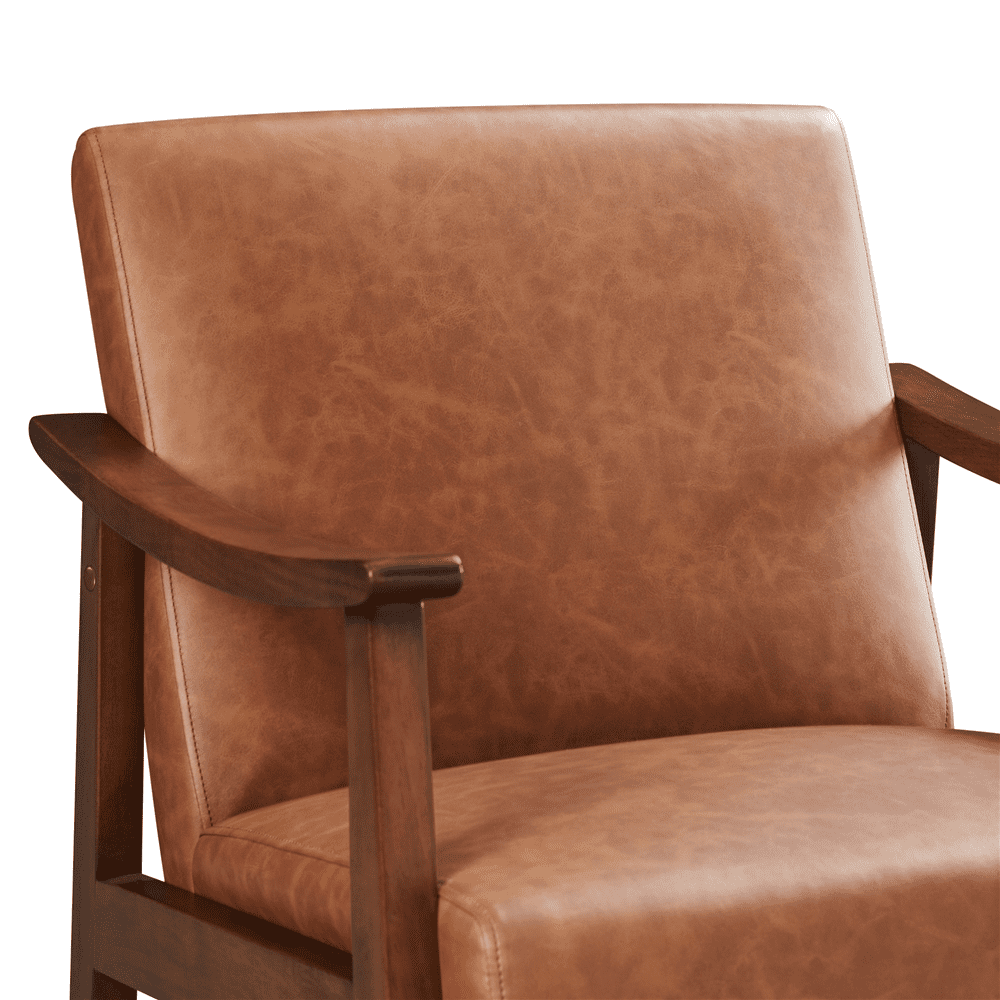 Renwick Mid-Century Modern Faux Leather Accent Chair, Set of 2, Brown