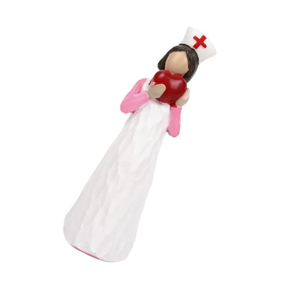 Nurse Figurine Holding Lamp Heart Resins Sculpture Nurses Day Thanksgiving Gift