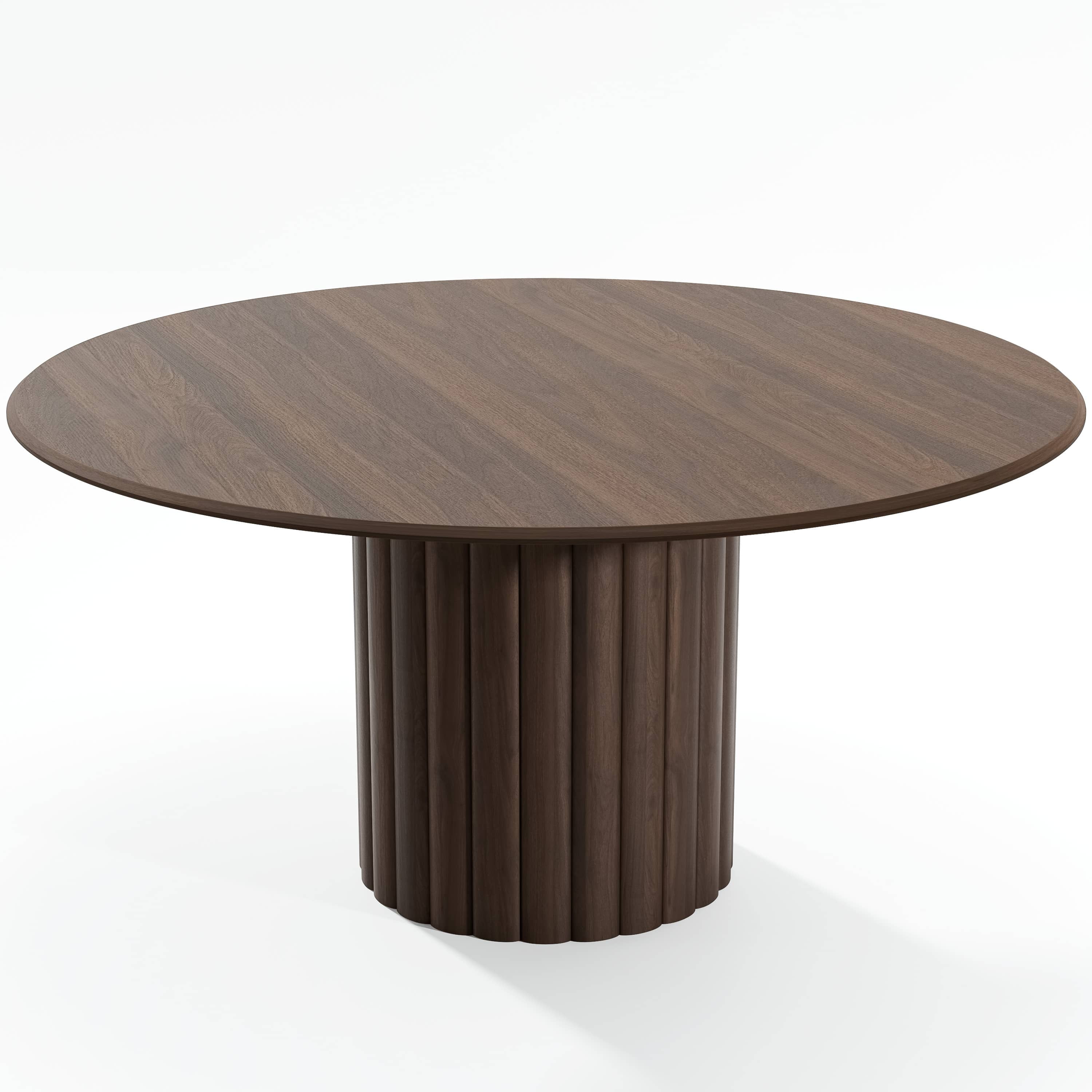 MAYEERTY 60" Round Dining Tables Mid-Century Kitchen Table for Dining Room, Walnut