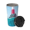 thumbnail image 2 of KLL Lighthouse Sea Port Pattern Stainless Steel Vacuum Insulated Tumbler - Carry Insulated Coffee Mug - Reusable Insulated Cold Brew Iced Coffee Cup Thermos, 2 of 8