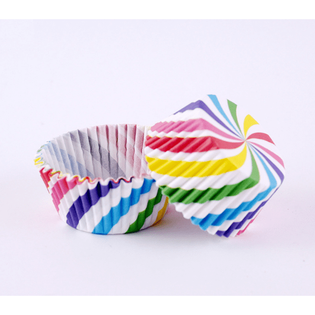 Revestimientos para cupcakes estándar con forro de papel de aluminio a rayas, tazas multicolor para hornear, taza de molino de viento arcoíris, 200 unidades Sailing Electrónica