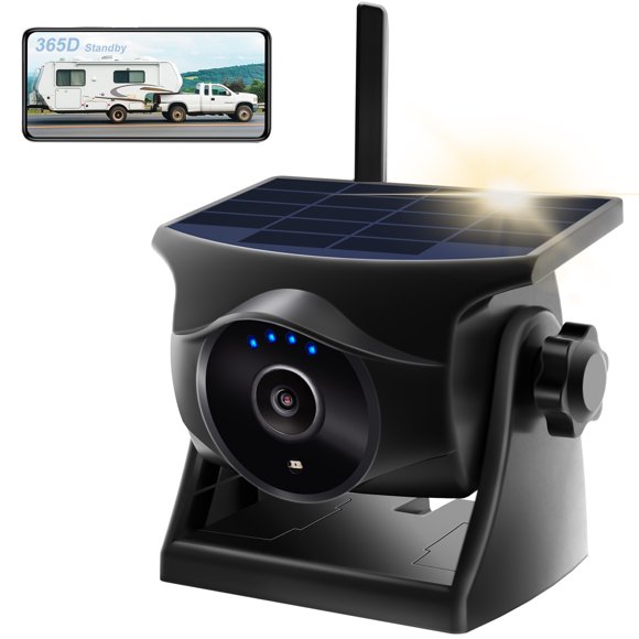 INSEETECH 1080P Solar Wireless Backup Camera, Magnetic WiFi Hitching Camera, Night Vision,365 Days Standby, Rechargeable Battery, Rear/Front View for Horse Trailer Pickup RV Car for Phone Pad Android