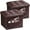 Brown 2 Pack-with Side Pockets., variant on Storage Ottoman Foot Rest Stool, Small Velvet Storage Ottomans Bench, Folding Footstool with Side Pockets, Foot Rest Under Desk for Living Room Bedroom, 17x13x13 in, Leopard Print