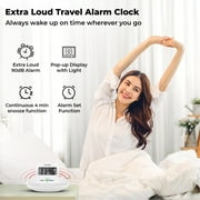 Sonic Alert - Sonic Shaker Portable Super Loud Digital Alarm Clock for Heavy Sleepers, Compact Design, White