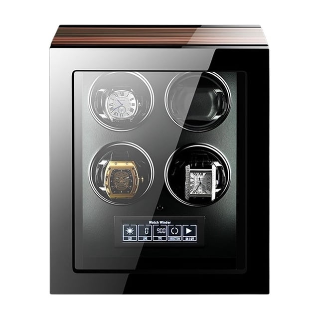 Luxury Automatic Watch Winder Safe Box With Motor LCD Touch Screen And Wooden Watch Accessories Boxes Remote Control ,Strong Secure