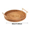 thumbnail image 2 of MOPOOR Hand Woven Rattan Serving Tray Decorative Round Rattan Storage Plate with Handles Rustic Breakfast Fruit Snack Coffee Tea Baskets, 2 of 7