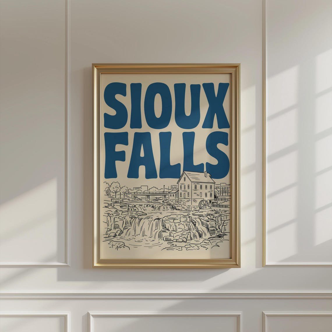 Sioux Falls South Dakota Retro Skyline Poster For Vintage City Home Decor