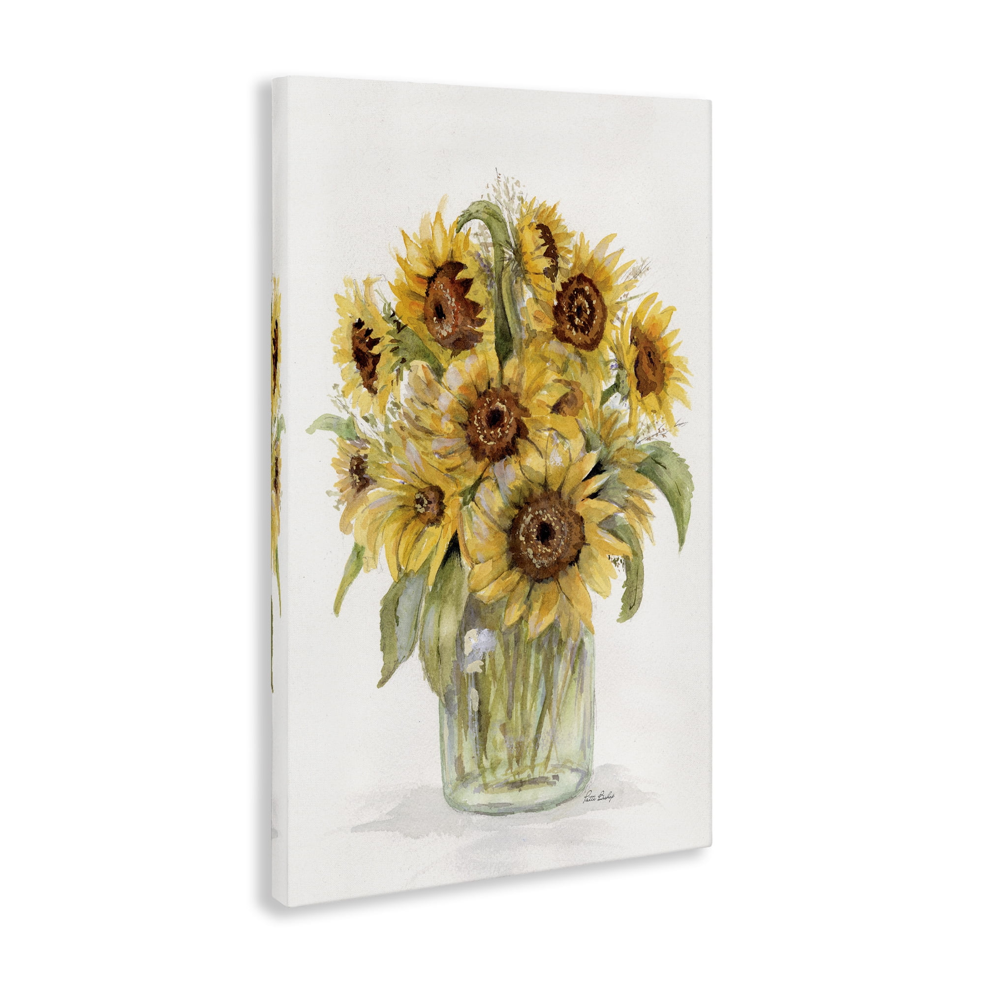 Stupell Industries Sunflower Jar Bouquet Botanical & Floral Painting Gallery Wrapped Canvas Art Print Wall Art, 24 x 36