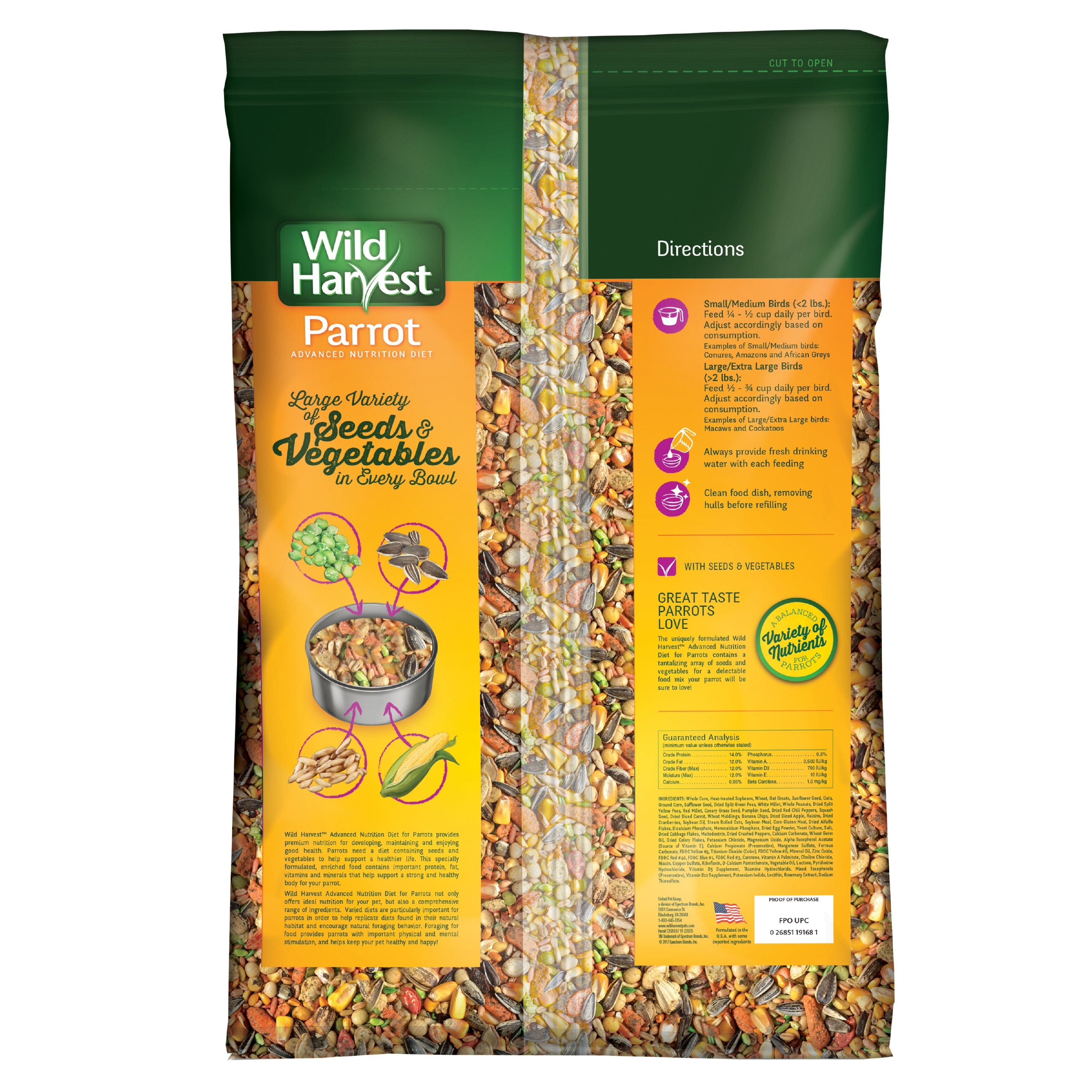 Wild Harvest Parrot Advanced Nutrition Diet Dry Bird Food, 8 lbs - image 2 of 4