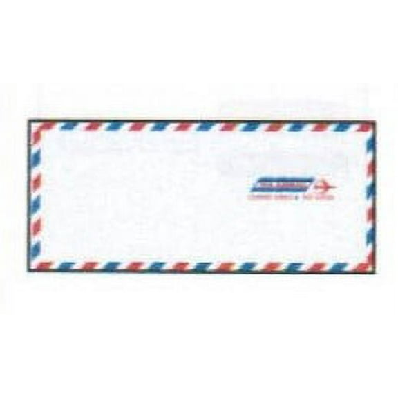 No. 10 Economy Airmail Regular Envelopes w Inside Blue Security Tint , 4-1/8" x 9-1/2", White Sulphite w Red / Blue Border and "Par Avion" Imprints (SFI Certified) - Box of 500 Envelopes