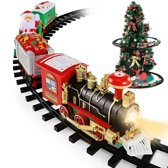 BESTSKY Electric Train Set Kid Toy Xmas Steam Train Kit Tree Surround Track Battery Operated