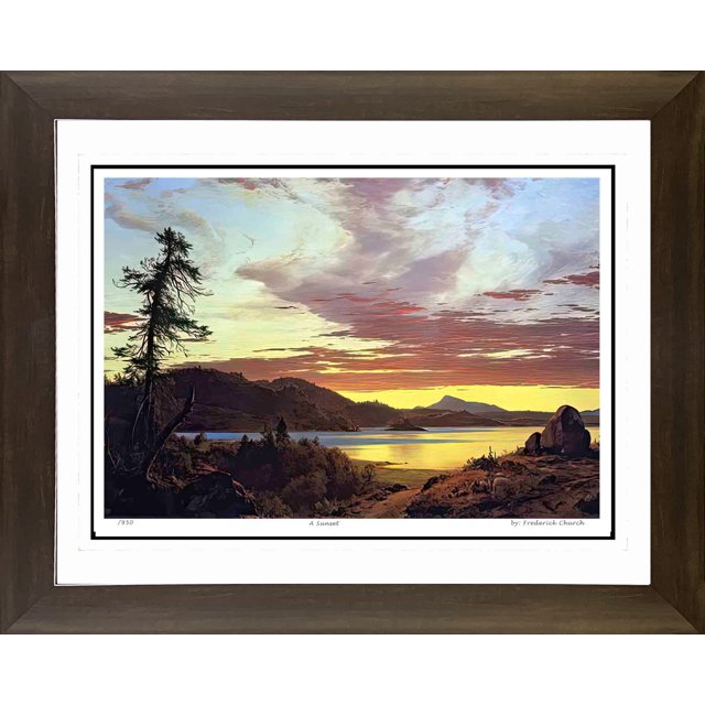 Frederic Church "A Sunset" – Hudson River School Framed Print (30" by 24")