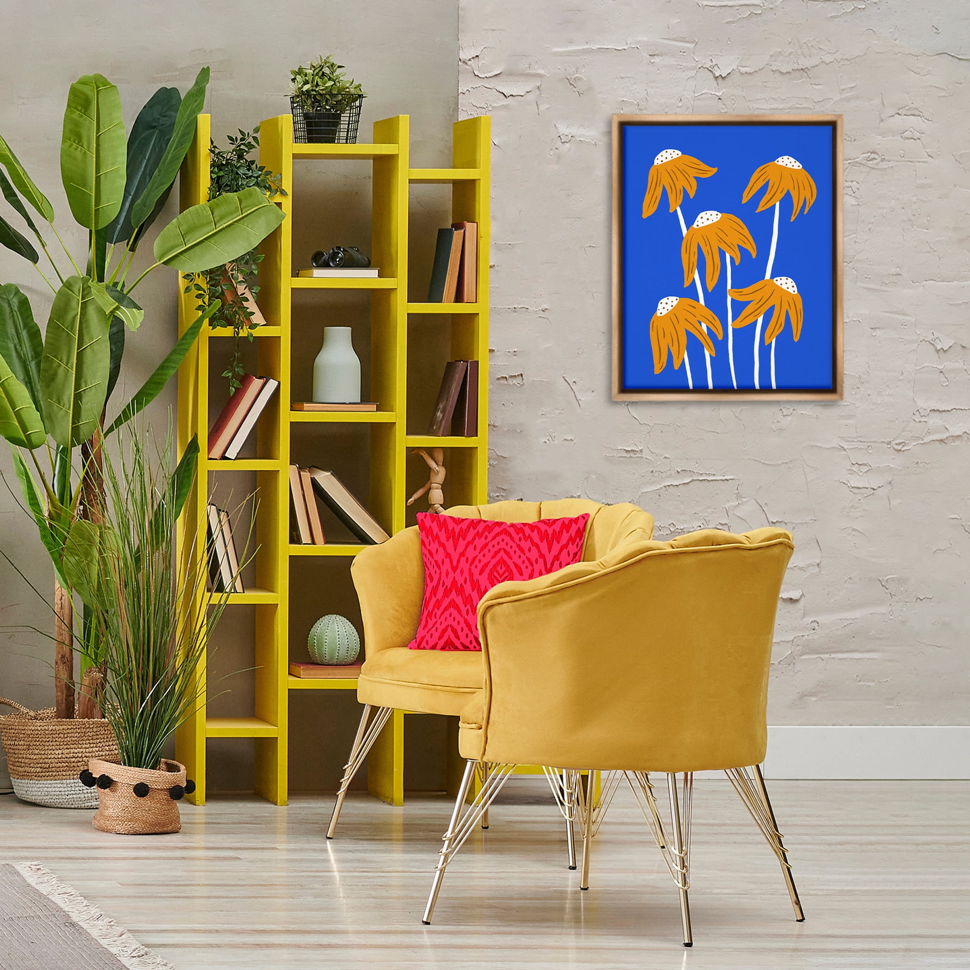 Stupell Industries Dried Sunflower Blooms Plants & Flowers Painting Brown Floater Framed Canvas Art Print Wall Art, 17 x 21