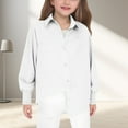 thumbnail image 2 of Kovlvoll Teen Girls Clothes Button up Shirts Long Sleeve Lapel Collared Lightweight Casual Tops with Pockets 5-14 Years, 2 of 7