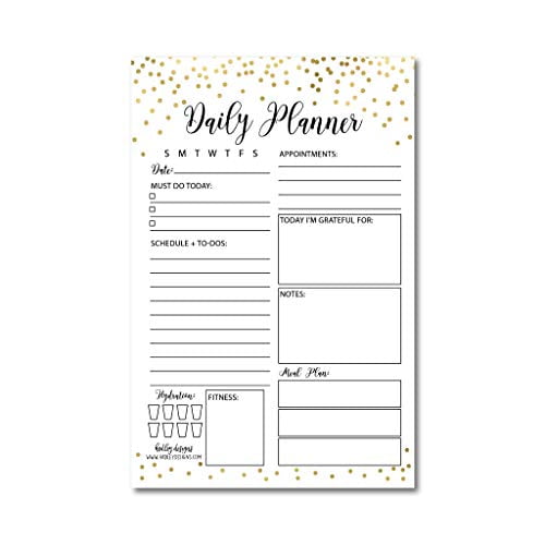 Gold Undated Daily Task Planner to do List Pad School Family Life Work... 