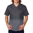 thumbnail image 2 of Domuza Scrub Shirts for Men Tie-Dye Gradient V Neck Short Sleeve Caregiver Uniform Relaxed Fit Comfy Soft Medical Scrub Tops with 3 Pockets Black 2XL, 2 of 5
