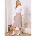 thumbnail image 3 of DARING DIVA Women's Pleated High Waist A Line Knit Midi Skirt Small Dark Khaki, 3 of 7