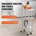 thumbnail image 2 of KFFKFF Stainless Steel Prep Table, 24x12x38 In, 500 LBS Capacity, 4 Casters, 3 Height Settings, Durable for Commercial Kitchen Use, Silver, 2 of 8