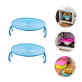 thumbnail image 4 of OUNONA 2Pcs Blue Microwave Oven Heating Dish Rack Folding Steaming Tray for Home Use, 4 of 8