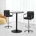thumbnail image 3 of Magshion Set of 3 Bar Table and Chair Set, 23.5" Pub Table and Adjustable Bar Stools with Armrest for Dining Counter Pub, Black/Silver, 3 of 12