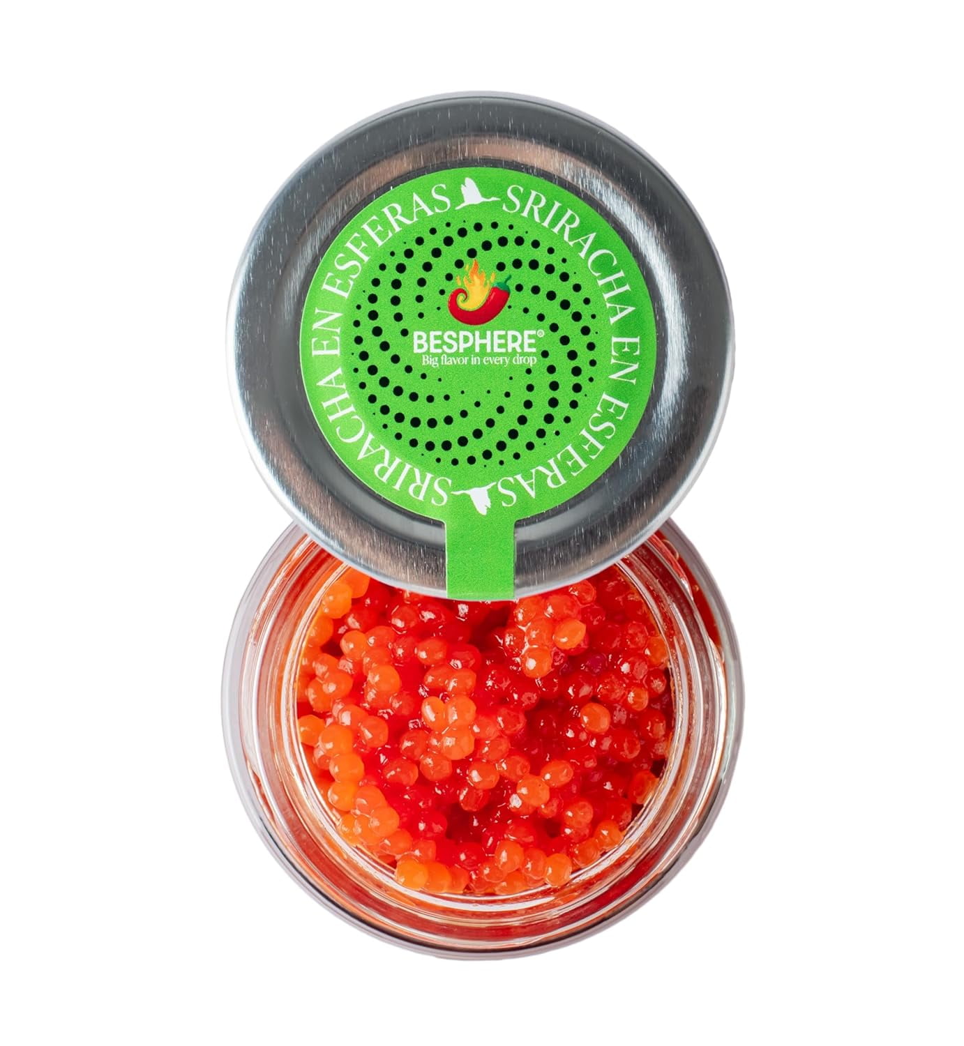 BESPHERE Sriracha Hot Sauce Pearls Spheres Spicy Flavorful Gluten-Free 7 oz