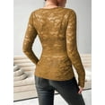 thumbnail image 6 of Women Long Sleeve Tops Shirts Dressy Hollow Out Crochet Lace Embroidered Blouses 2025 Fashion Yellow XL, 6 of 7