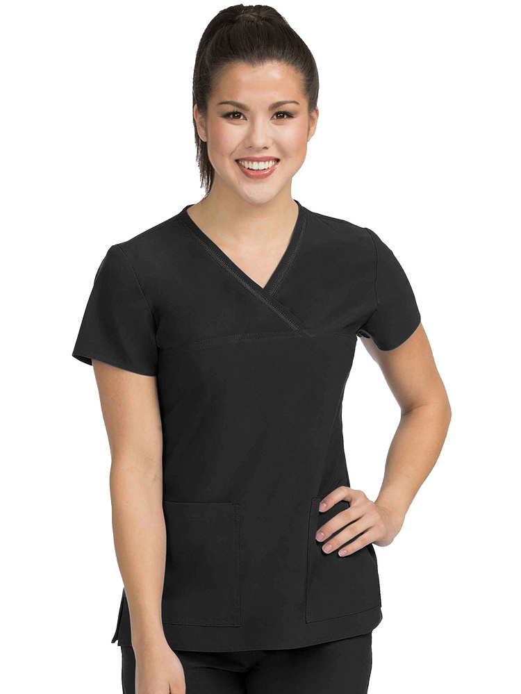 Clearance Activate by Med Couture Women's Fluid YNeck Solid Scrub Top