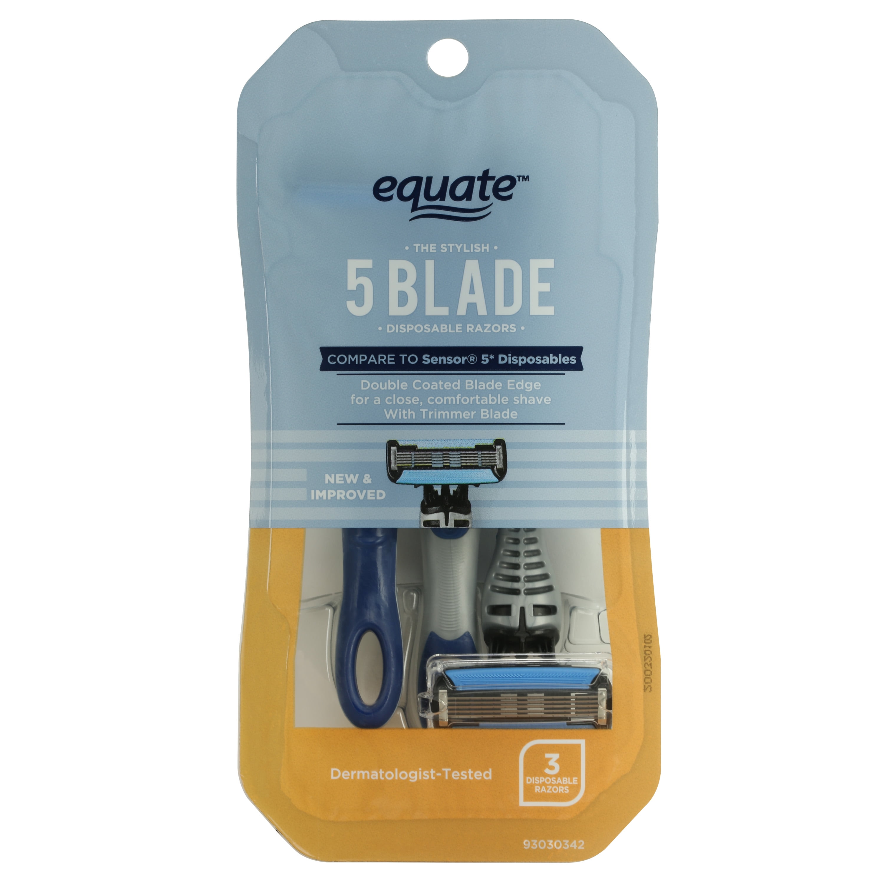 Equate Men's 5 Blade Dual Lubrication Disposable Razor, 3 Ct Walmart