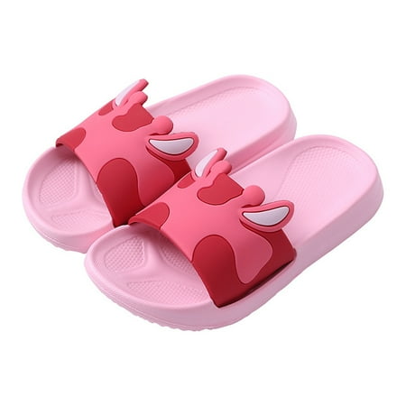 

Children Boys Girls Bathroom Slide Slippers Kids Cartoon Dairy Cattle Animal Indoor Outdoor Summer Beach Soft Sandals Non-Slip Water Shoes
