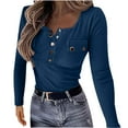 thumbnail image 1 of CEHVOM Haut Ajusté à Manches Longues en Tricot Uni pour Femmes Automne Hiver, 1 of 5