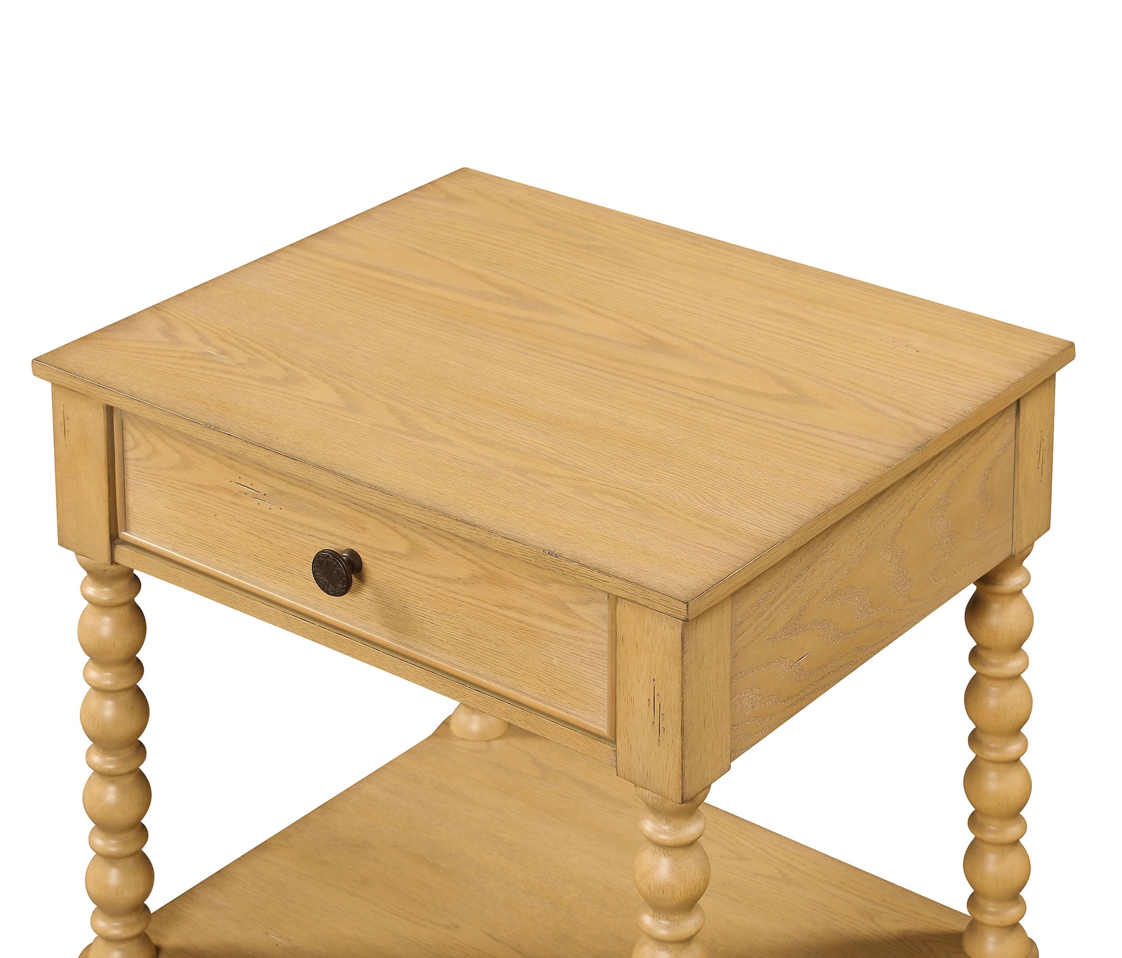The Pioneer Woman Harper Spindle Nightstand with USB Charging Ports, Adults and Teens, Wheat Finish