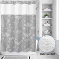 thumbnail image 3 of No Hook Shower Curtain, Grey Butterfly Botanical Shower Curtains for Bathroom with See Through Top Window, Summer Plants Line Art Waterproof & Washable Bath Curtain Extra Long 72"x96", 3 of 9