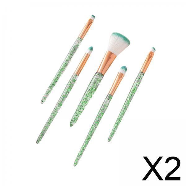 Juego De Brochas De Maquillaje De 2x5 Piezas, Brocha Correctora, Brocha Para Mezclar Maquillaje Para Mujeres, Verde