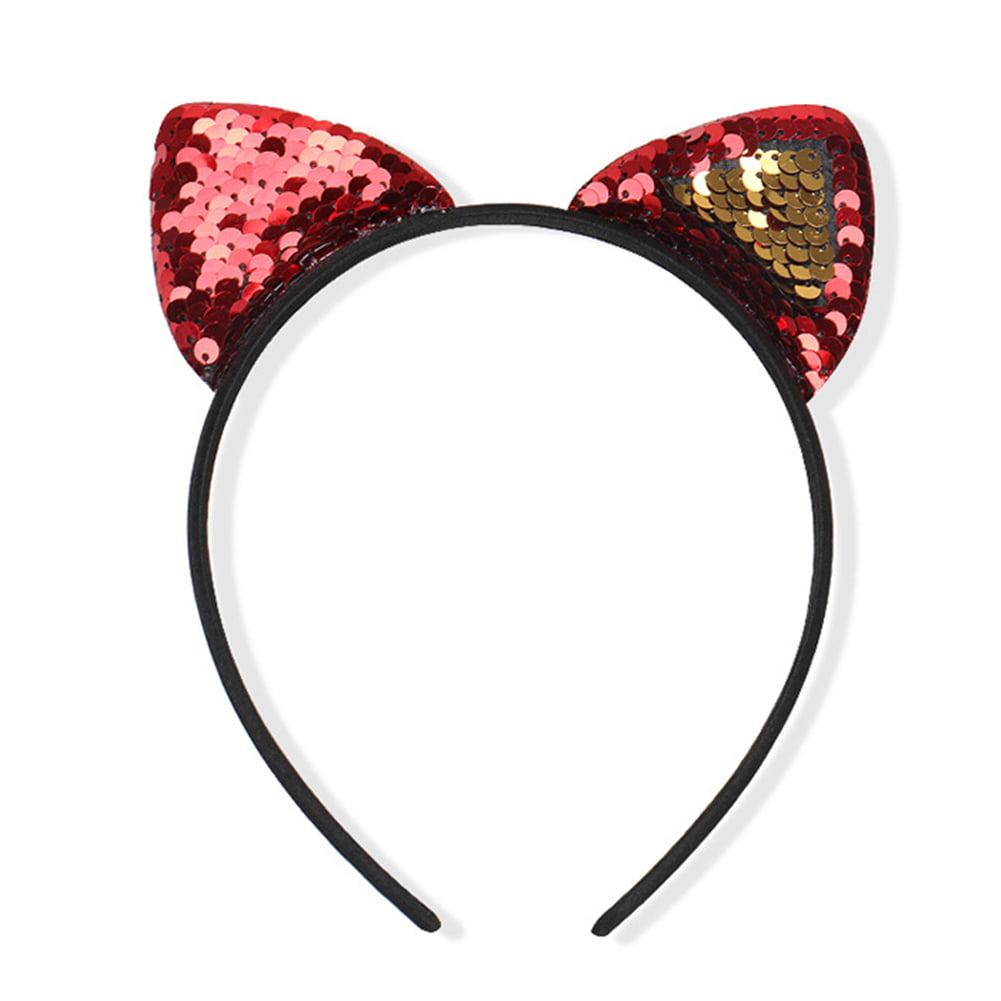 Sequins Kids Girls Glitter Cat Ear Hairband Headband Hair Hoop Band Accessories