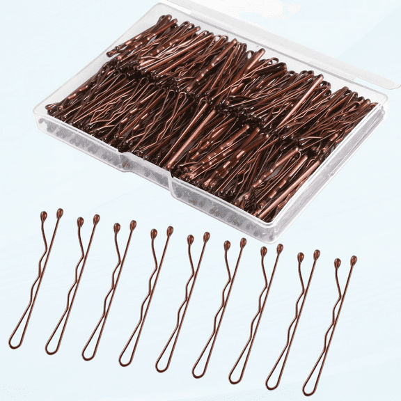 250Pcs Brown Bobby Pins, Mini Hair Clips with Storage Box, Hair Styling Accessories for Kids, Girls, and Women (Brown)