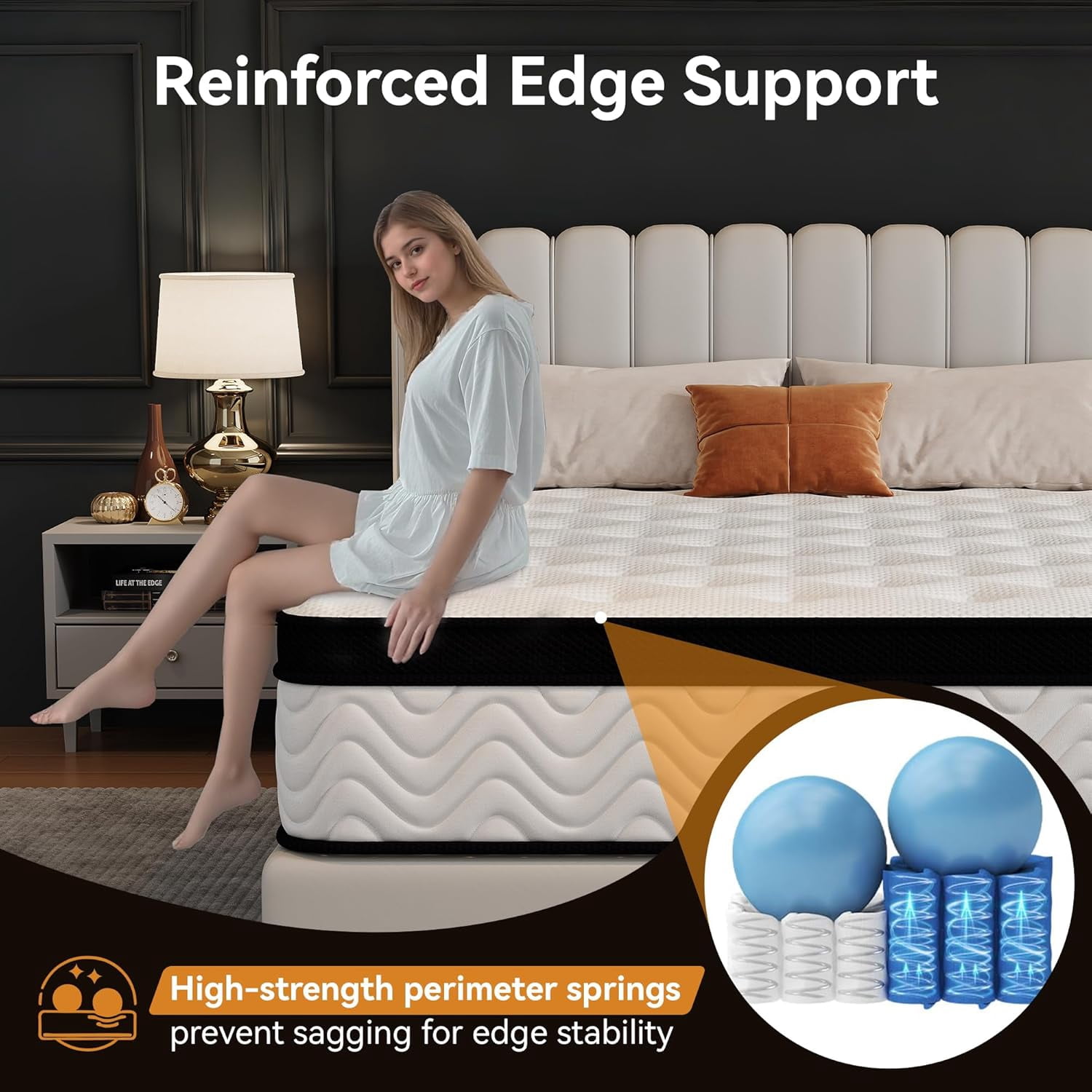 Sailvan Queen Mattress, 12 Inch Hybrid mattresses with Independent Pocket Coils, Memory Foam Mattress in a Box, Motion Isolation, Medium Firm,CertiPUR-US,100 Nights Trial