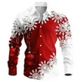 thumbnail image 3 of HUAXUN-Mens Christmas Shirts Male Autumn Winter Long Sleeve Shirt Lapel All Print Printed Breasted Shirt Shirts For Men(Red,XXXL), 3 of 3