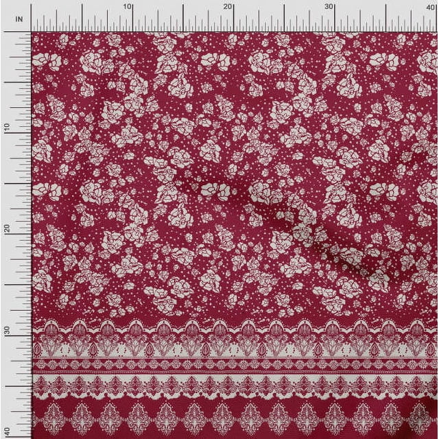 Soimoi Rayon Crepe Fabric Artistic Flower Panel Decor Fabric Printed Yard 46 Inch Wide
