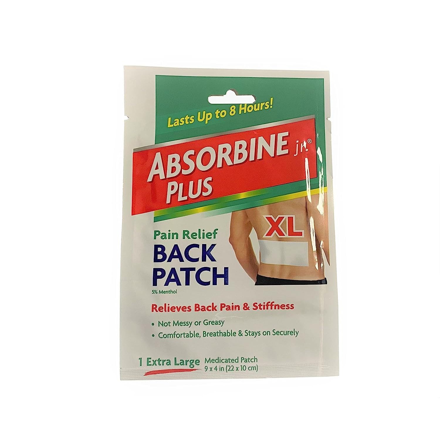 (Pack of 8) Absorbine Plus Jr, Pain Relief Back Patch, Size Xlarge