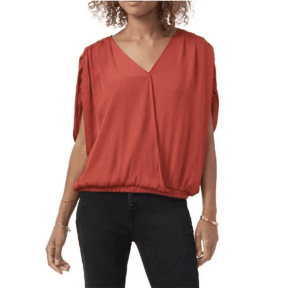 Vince Camuto Dolman Sleeve Blouson Top in Red, Size L