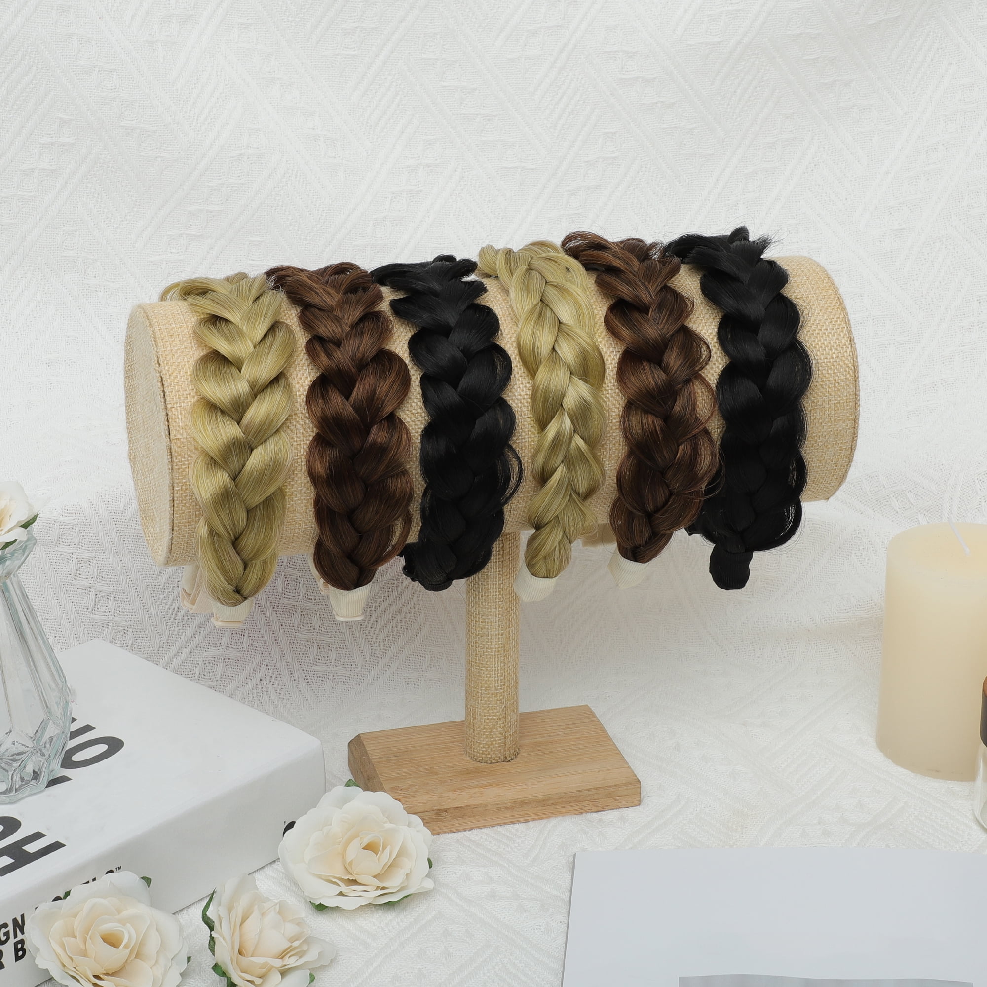 Unique Bargains Braided Hairpiece Elastic Band for Various Looks 1 Set Brown