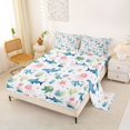 thumbnail image 2 of Castle Fairy Soft Watercolor Undersea Tile King Sheets 4pcs,Shark Turtle Jellyfish White Seamless Print Bedding,Blue White,1 Fitted Sheet,1 Flat Sheet and 2 Pillowcases, 2 of 6