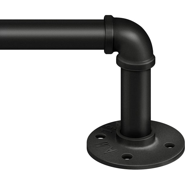 Barra de cortina Zeerobee, 120-240 cm, industrial, negra, envolvente