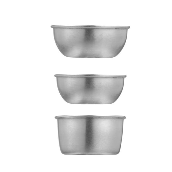 Sold 3pcs 304 Stainless Steel Sauce Cups Seasoning Containers for Home (Silver)
