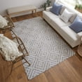 thumbnail image 2 of 5' X 8' Gray and Ivory Geometric Hand Woven Area Rug, 2 of 11