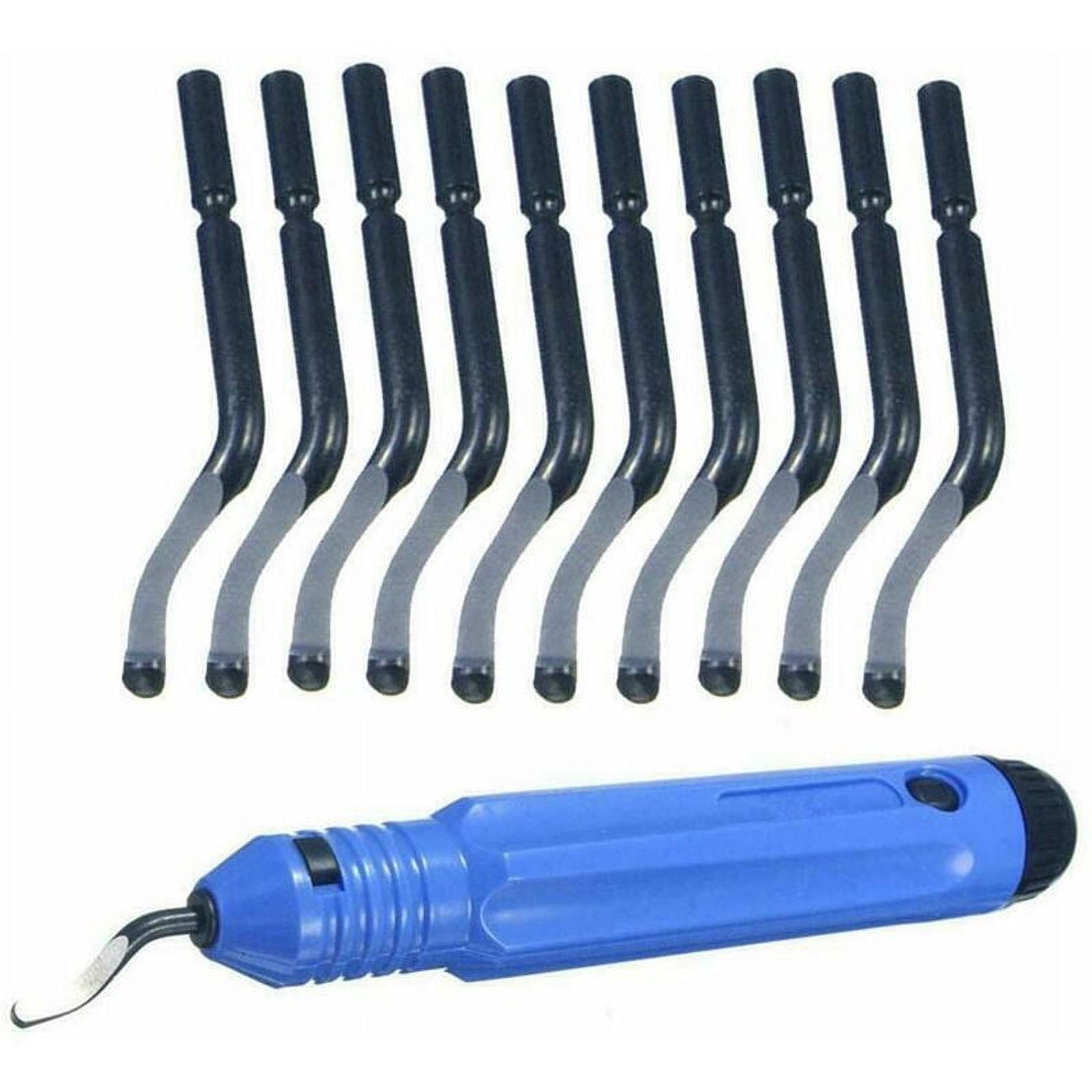 Jinsinto Deburring Tool, Hand Deburring Tool Set, Handle with One Blade 10 Burr Scrapers, for Wood, Plastic, Aluminum, Copper and Steel, Fontainebleau Cutting Tool