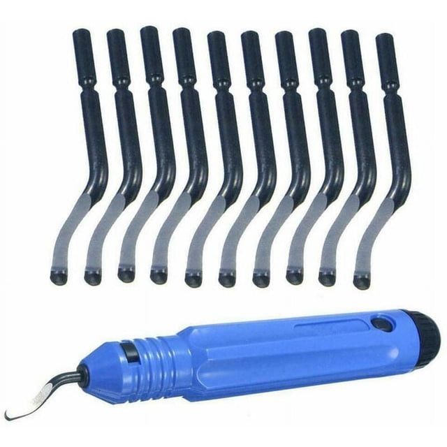 Jinsinto Deburring Outil, ensemble d'outils de décapage à la main, poignée avec une seule lame 10 Grattoirs pour bois, plastique, aluminium, cuivre et acier, outil de coupe Fontainebleau